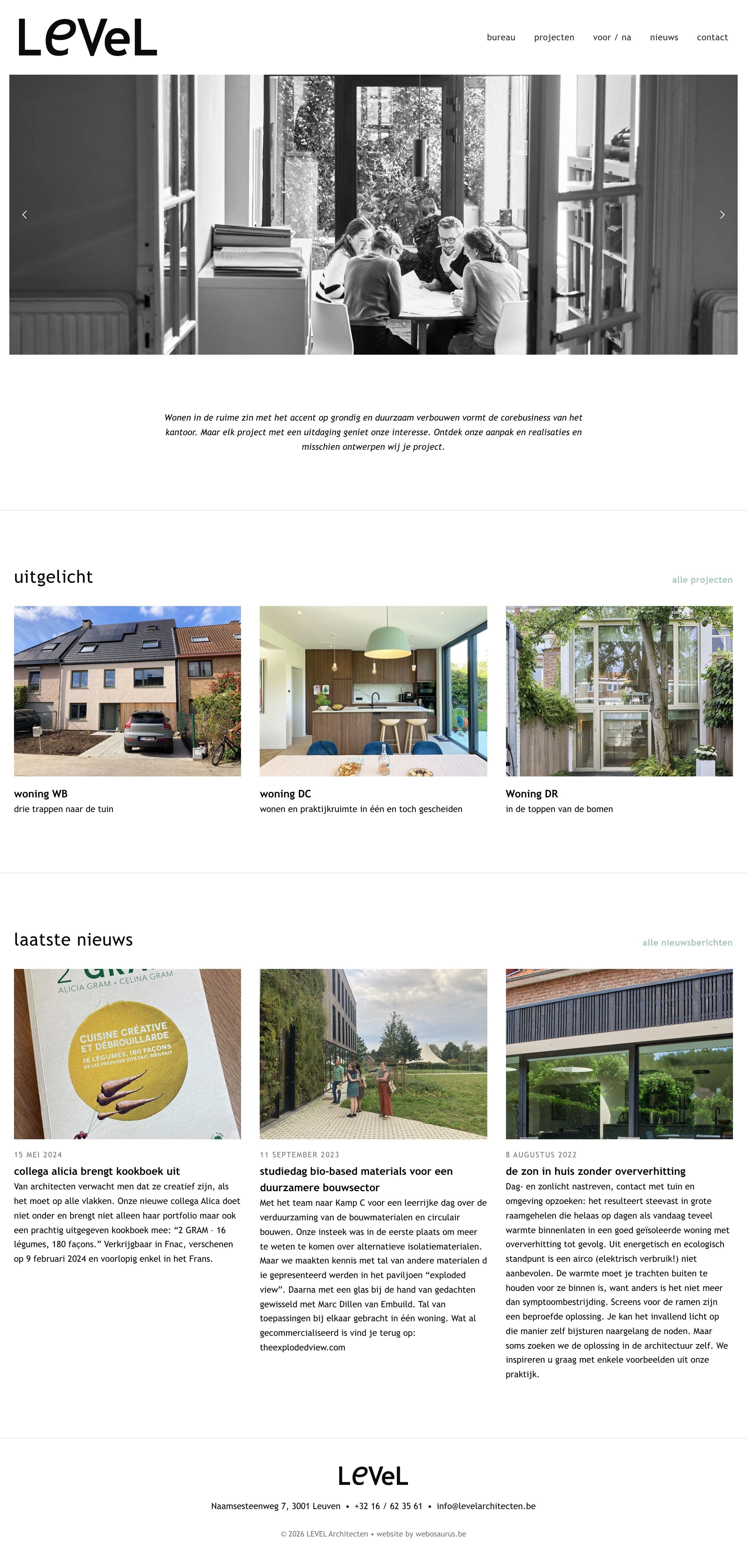 De website van LEVEL Architecten