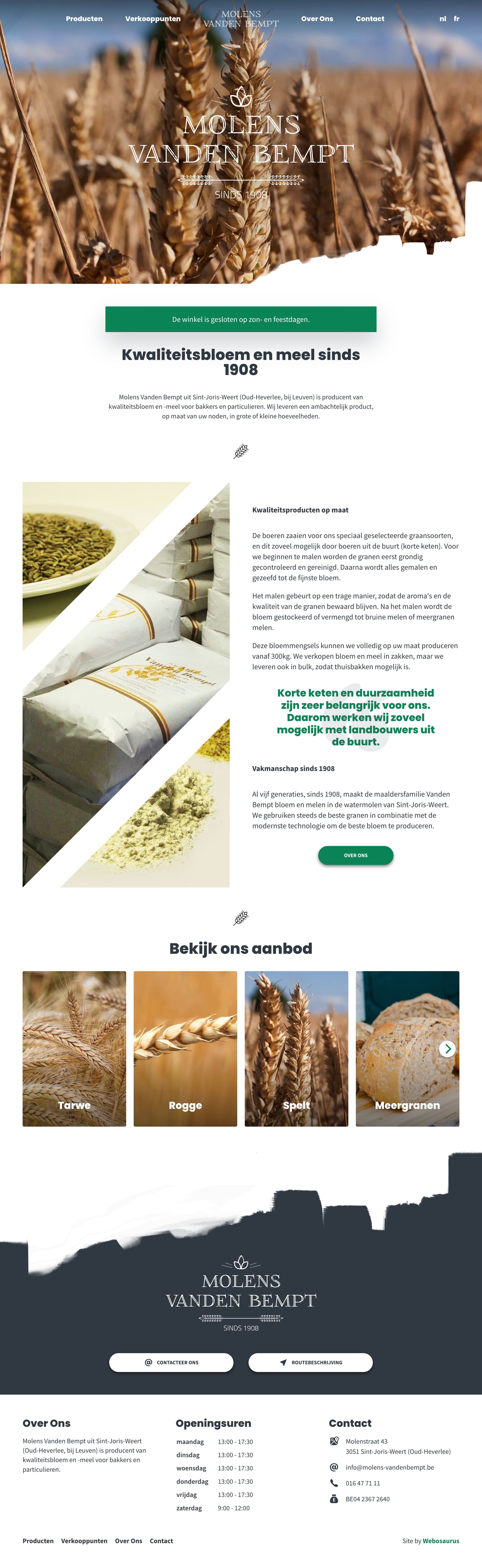 De website van Molens Vanden Bempt